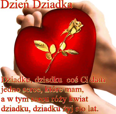 Wierszyk i róża w sercu  na Dzień Dziadka